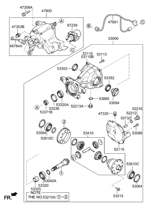 2020 Hyundai Santa Fe Shim-Inner Bearing Adjust Diagram for 53040-3B159