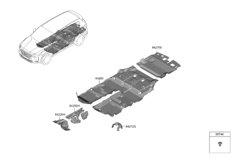 2019 Hyundai Santa Fe Carpet Assembly-Floor,RR Diagram for 84265-S2000-NNB