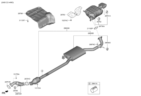 2019 Hyundai Santa Fe Front Muffler Assembly Diagram for 28610-S1800