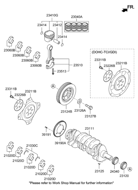 2020 Hyundai Santa Fe Crankshaft & Piston Diagram 1