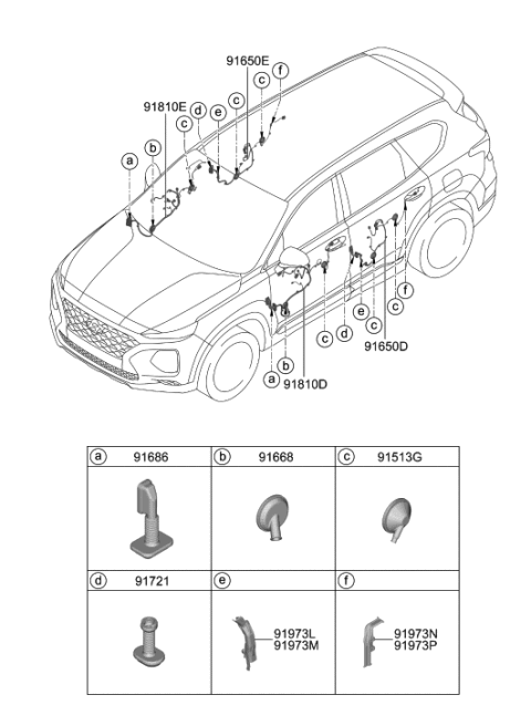 2019 Hyundai Santa Fe Wiring Assembly-RR Dr RH Diagram for 91630-S2010