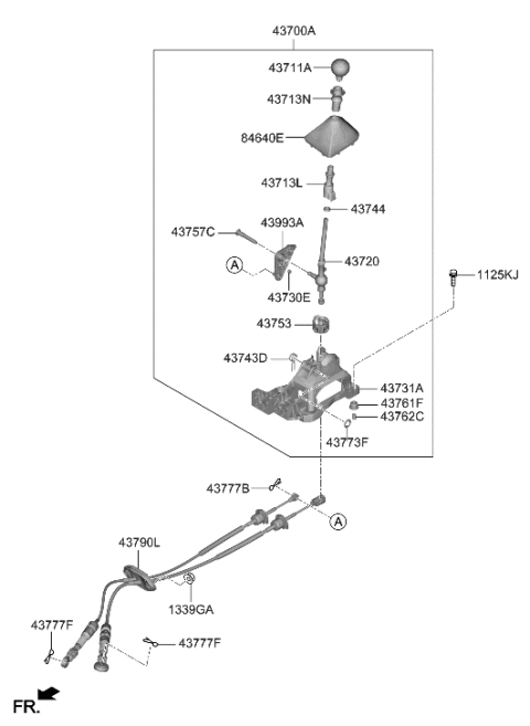 2017 Hyundai Accent LEVER ASSY-MTM Diagram for 43700-IB100-YPN