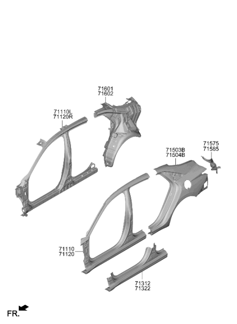 2022 Hyundai Elantra N Side Body Panel Diagram