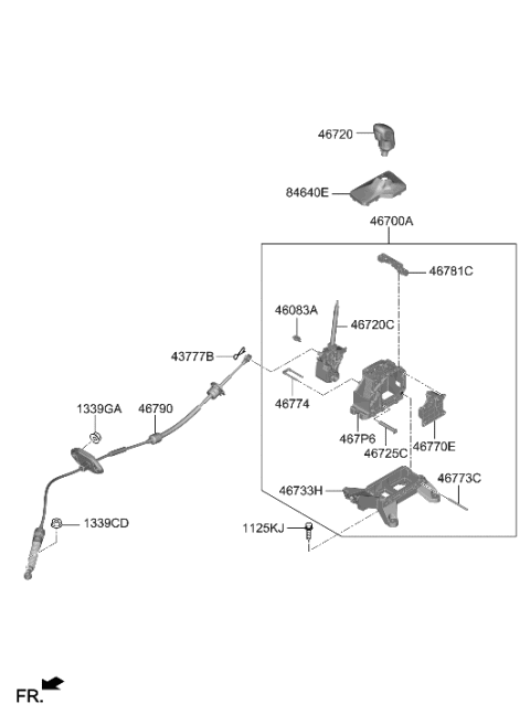 2023 Hyundai Elantra N CABLE ASSY-ATM LEVER Diagram for 46790-IB100