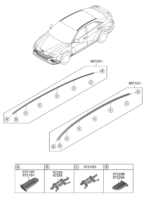 2023 Hyundai Elantra N RR End Piece-Roof MLDG,RH Diagram for 87244-AA000