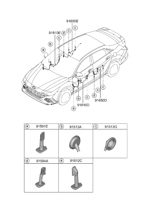 2022 Hyundai Elantra N WIRING ASSY-FR DR(PASS) Diagram for 91610-IB040