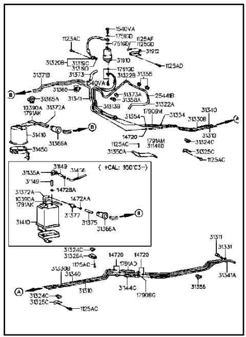 1991 Hyundai Elantra CANISTER Assembly Diagram for 31420-23510