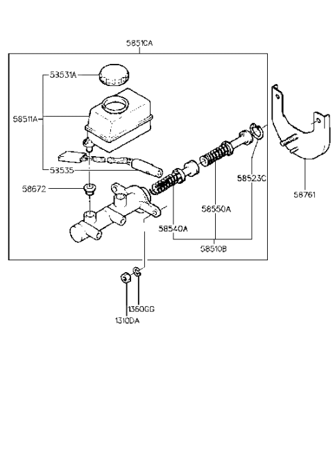 1992 Hyundai Elantra Brake Master Cylinder Diagram