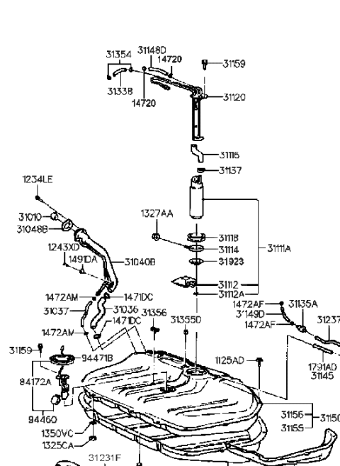 1991 Hyundai Elantra Valve Assembly-Check Diagram for 31190-28001