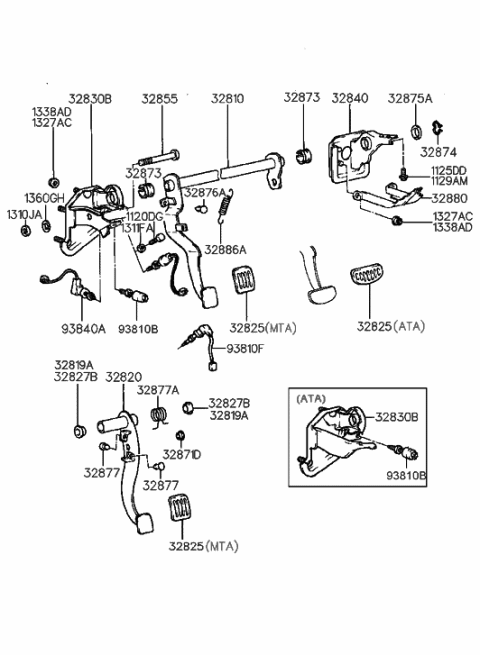 1992 Hyundai Elantra Stop Lamp Switch Assembly Diagram for 93810-32000