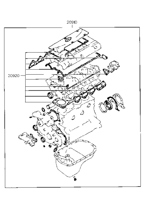 1992 Hyundai Elantra Engine Gasket Kit Diagram