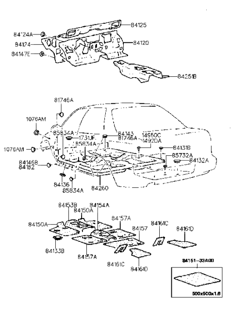 1991 Hyundai Elantra Isolation Pad & Floor Covering Diagram