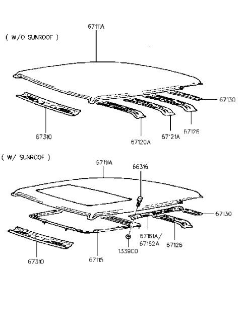 1992 Hyundai Elantra Roof Panel Diagram
