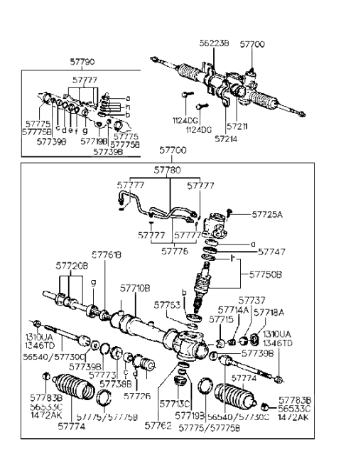 1991 Hyundai Elantra Seal Kit-Power Steering Gear Diagram for 57790-28A01