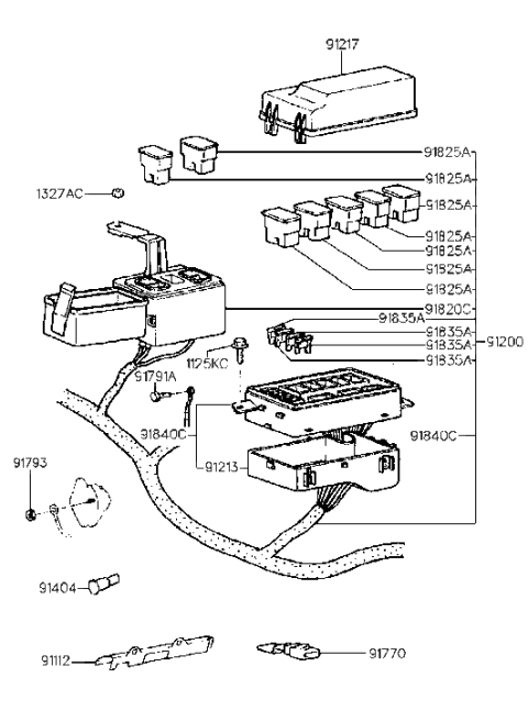 1994 Hyundai Elantra Fuse-Slow Blow 40A Diagram for 91827-22000