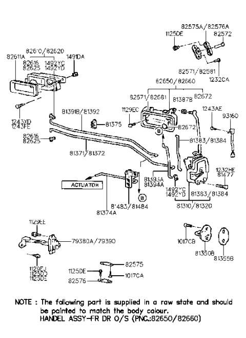 1991 Hyundai Elantra Striker Assembly-Door Diagram for 81350-33010