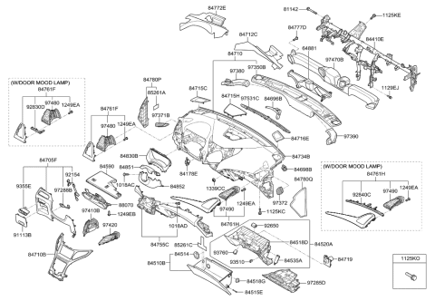 2015 Hyundai Azera Bracket Assembly-Crash Pad Upper Mounting,RH Diagram for 84728-3V000