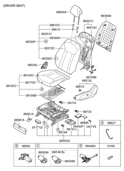 2015 Hyundai Azera Front Driver Side Seat Cushion Covering Diagram for 88160-3V505-XBD