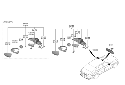 2023 Hyundai Genesis G90 Mirror-Outside Rear View Diagram