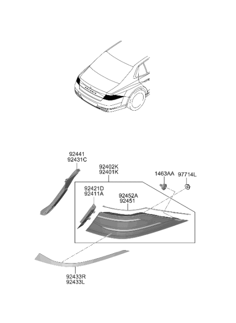 2023 Hyundai Genesis G90 Rear Combination Lamp Diagram 2