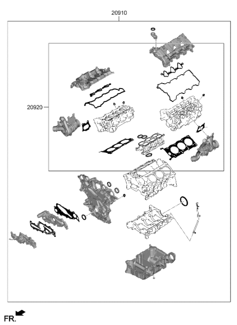 2007 Hyundai Azera GASKET KIT-ENGINE OVERHAUL Diagram for 20910-3NA01