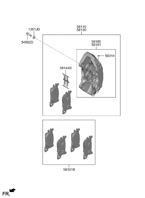 2023 Hyundai Genesis G90 Front Wheel Brake Diagram