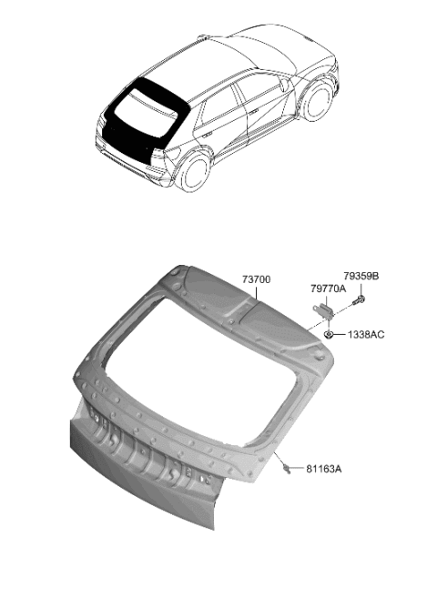 2023 Hyundai Ioniq 5 PANEL ASSY-TAIL GATE Diagram for 72800-GI011