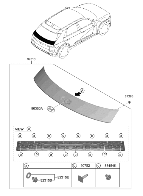2022 Hyundai Ioniq 5 GARNISH ASSY-TAIL GATE Diagram for 87310-GI000