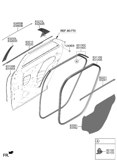 2022 Hyundai Ioniq 5 GARNISH ASSY-RR DR FR FRAME,LH Diagram for 83250-GI010