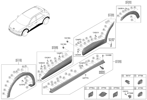 2023 Hyundai Ioniq 5 GARNISH ASSY-FNDR SIDE,RH Diagram for 87712-GI000-CA
