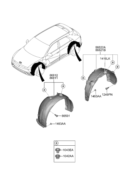 1991 Hyundai Elantra GUARD ASSY-REAR WHEEL,LH Diagram for 86821-GI000