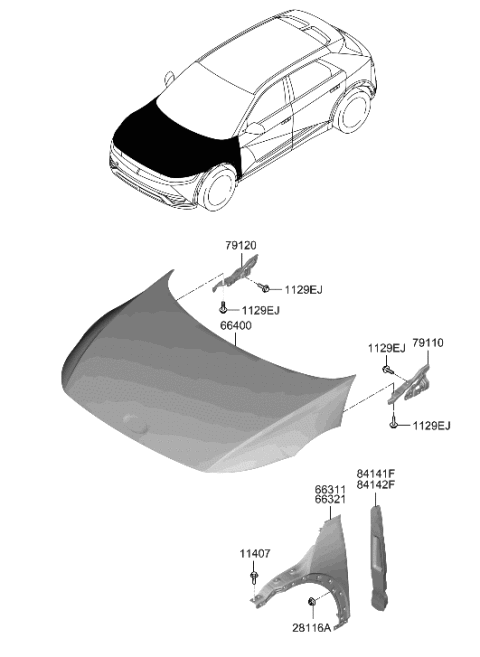 2022 Hyundai Ioniq 5 PANEL-FENDER,LH Diagram for 66311-GI000