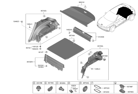 2016 Hyundai Azera TRIM ASSY-RR TRANSVERSE Diagram for 85770-GI001-NNB