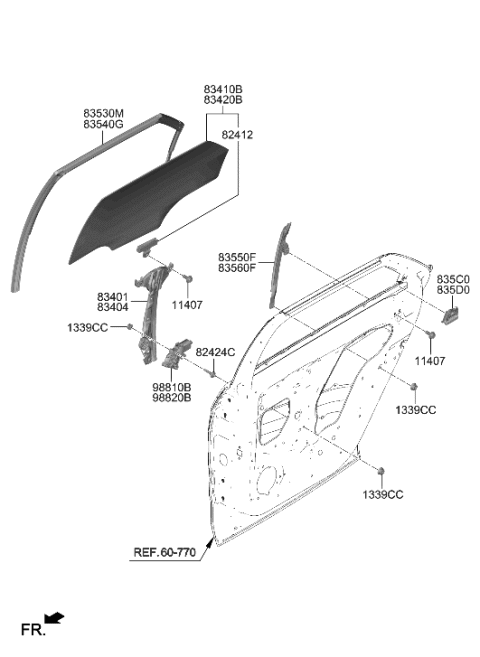 2023 Hyundai Ioniq 5 GLASS ASSY-REAR DOOR,LH Diagram for 83410-GI030