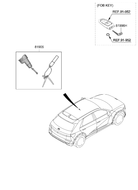 2016 Hyundai Azera KEY & CYLINDER SET-LOCK Diagram for 81905-GI000