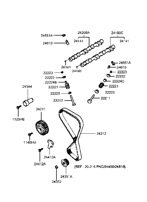 1999 Hyundai Sonata Key-Chain Sprocket Diagram for 24323-26000