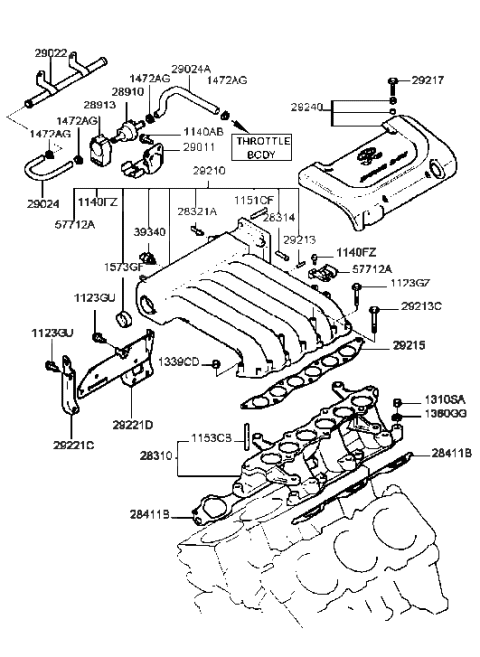 2000 Hyundai Sonata Intake Manifold (I4) Diagram 2