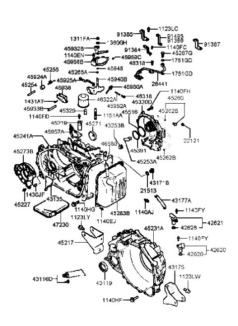 2001 Hyundai Sonata Auto Transmission Case Diagram