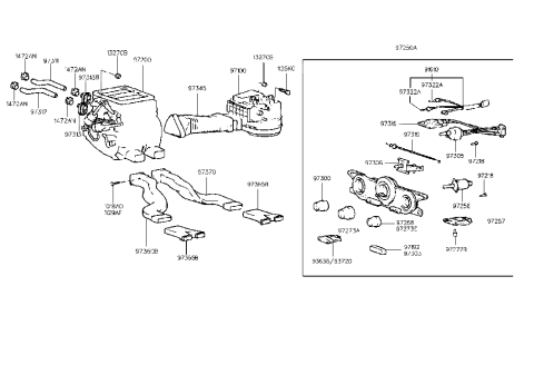 1997 Hyundai Tiburon Heater Control Assembly Diagram for 97250-27006