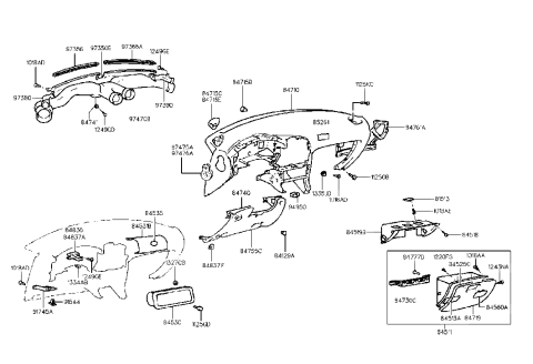 2000 Hyundai Tiburon Housing-Glove Box Diagram for 84510-27500-LK