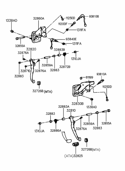 2001 Hyundai Tiburon Clutch & Brake Control Diagram
