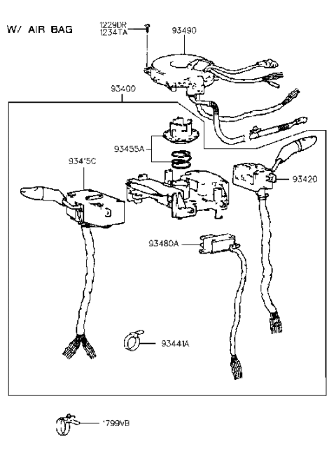 2000 Hyundai Tiburon Angular Velocity Sensor Diagram for 93480-27100