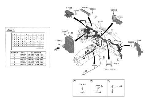 2023 Hyundai Genesis Electrified GV70 JUNCTION BOX ASSY-I/PNL Diagram for 91950-IT030