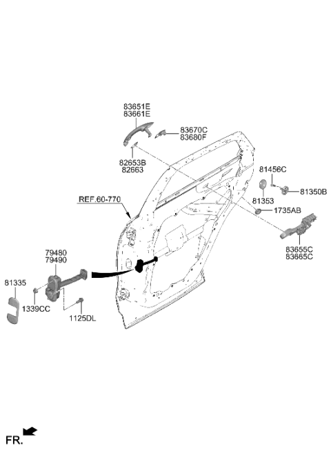 2023 Hyundai Genesis Electrified GV70 HANDLE-REAR DOOR OUTSIDE,LH Diagram for 83651-AR000