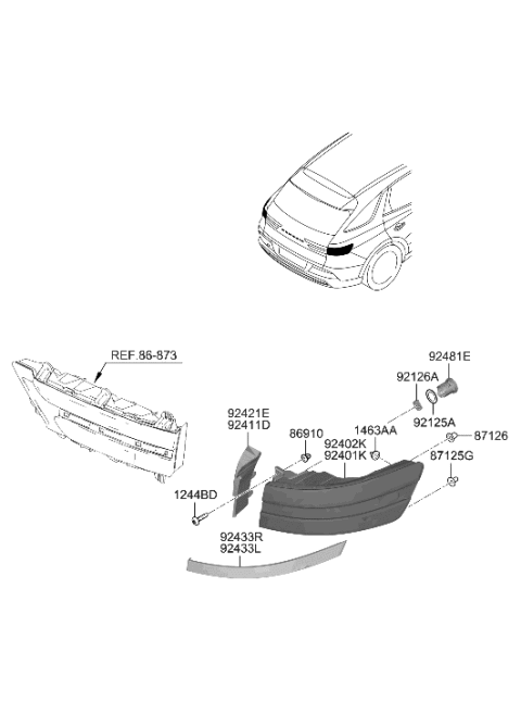 2023 Hyundai Genesis Electrified GV70 Rear Combination Lamp Diagram