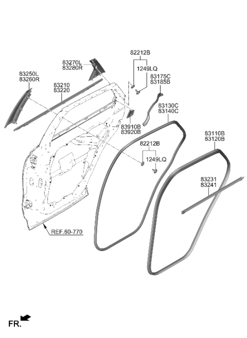 2023 Hyundai Genesis Electrified GV70 Rear Door Moulding Diagram