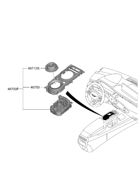2023 Hyundai Genesis Electrified GV70 LEVER COMPLETE-SHIFT BY WIRE Diagram for 467W0-DS200