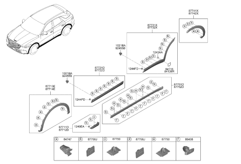 2019 Hyundai Accent GARNISH ASSY-RR DR SIDE,RH Diagram for 87732-IT000