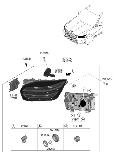 2023 Hyundai Genesis Electrified GV70 BRKT-HEAD LAMP,RH Diagram for 92152-AR000