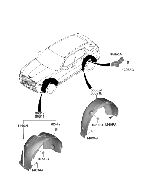 2023 Hyundai Genesis Electrified GV70 GUARD ASSY-REAR WHEEL,LH Diagram for 86821-AR501